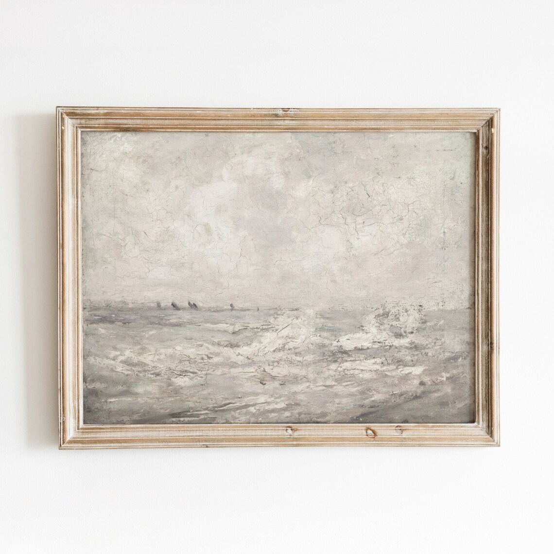 Seascape in Greys Vintage Ocean Art Poster
