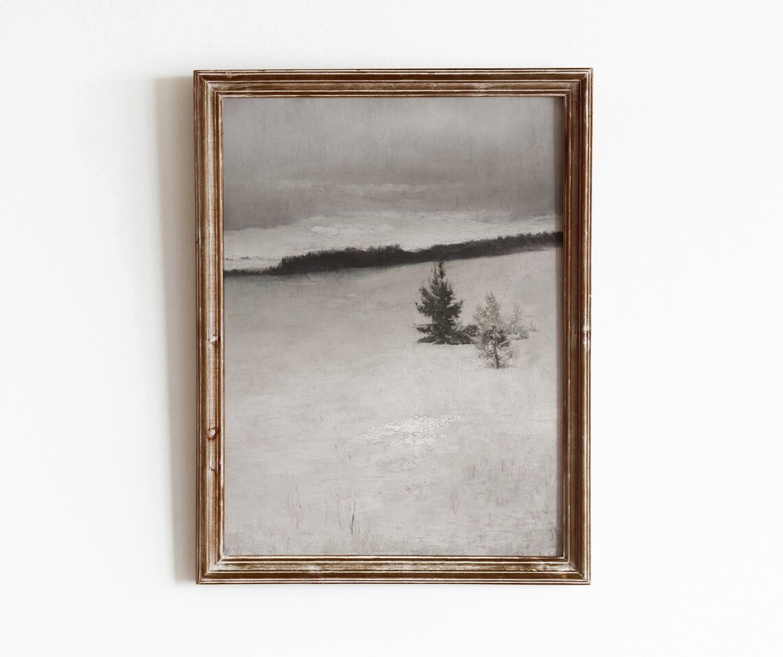 Winter Tree Vintage Snowy Landscape Art Print