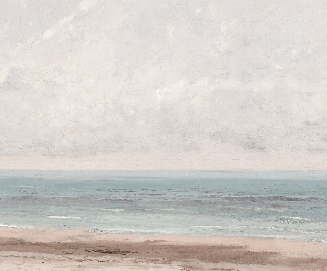 Muted Beachscape Vintage Coastal Nursery Art Print - Image 2