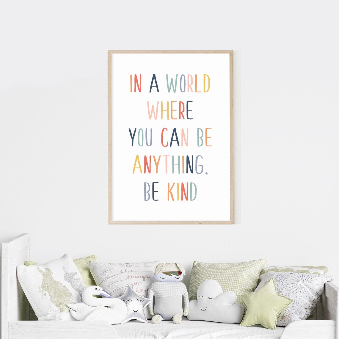 In A World Where You Can Be Anything Be Kind Colorful Quote Poster - Image 3
