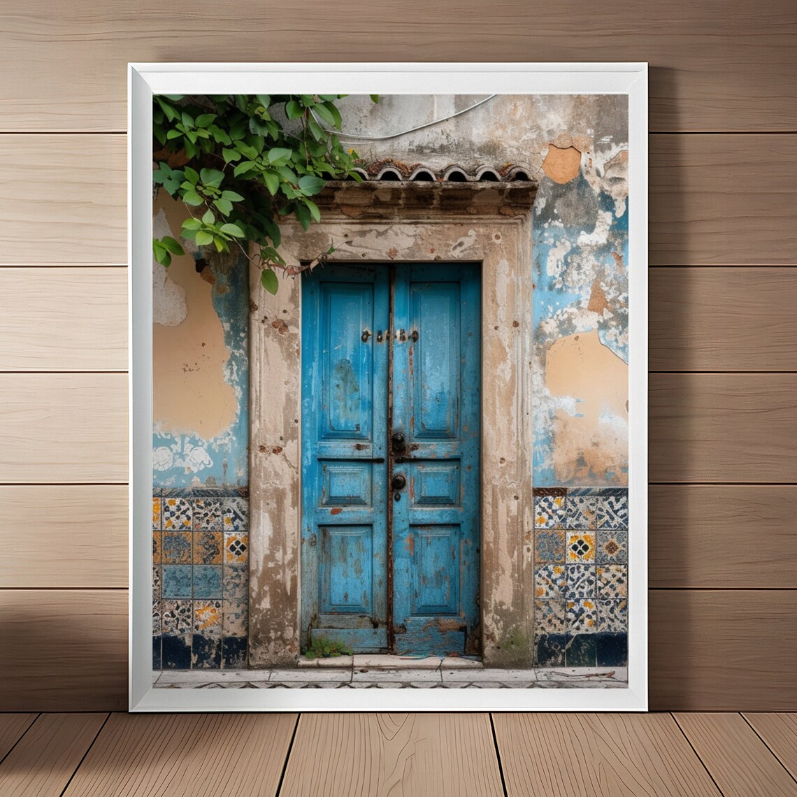Italian Blue Door Vintage European Travel Art Print