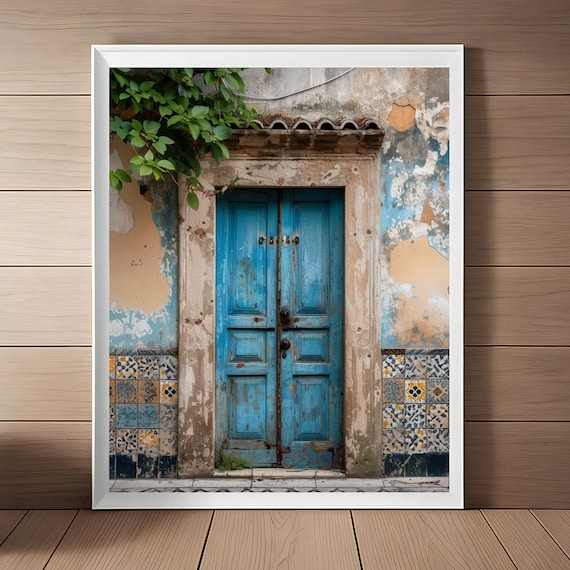 Italian Blue Door Vintage European Travel Art Print