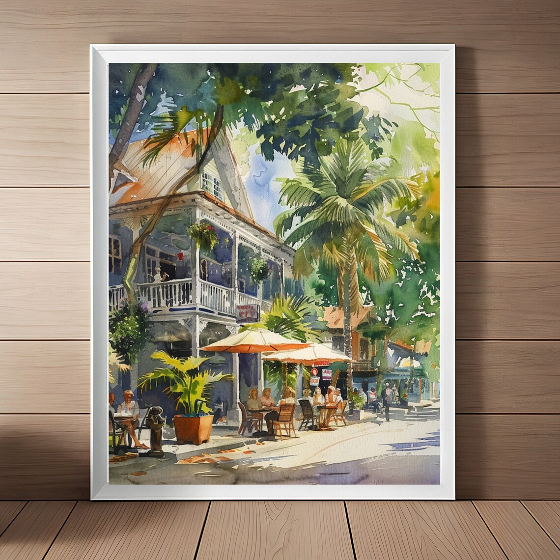 Key West Duval Street Florida Keys Watercolor Art Print