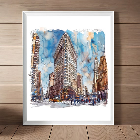 Flatiron Building Watercolor Art Print, New York