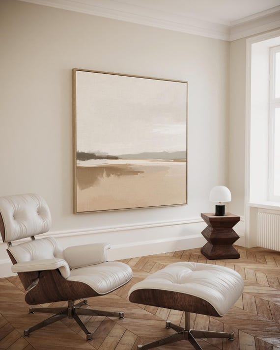 Minimalist Landscape In Neutral Tones With Soft Horizon Artwork Wall Art