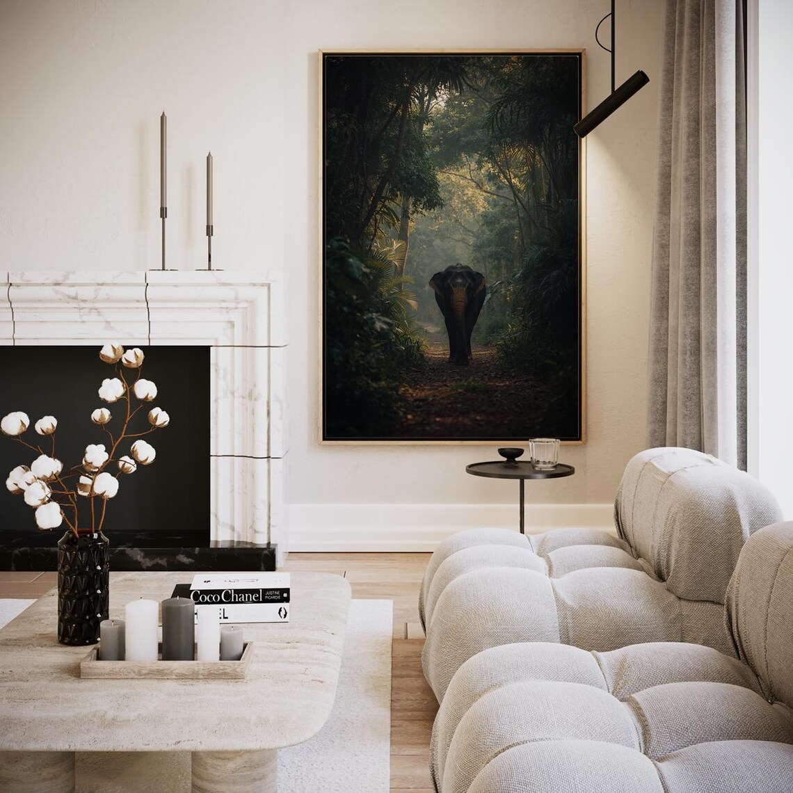 Majestic Elephant In The Morning Mist Artwork Wall Art