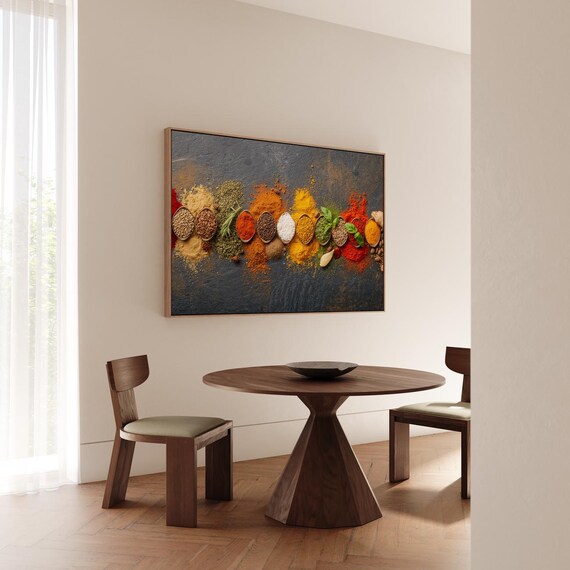 Spice Symphony Spoons Colorful Powder Mounds Kitchen Wall Poster