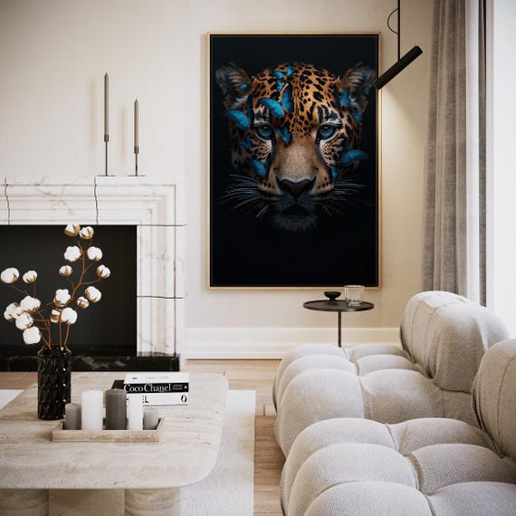 The Silent Tiger And Butterflies Artwork Wall Art
