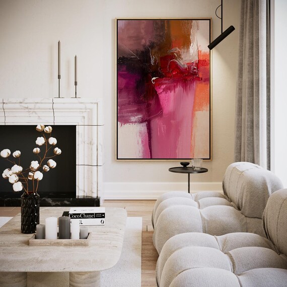 Magenta And Fuchsia Textured Abstract Expressionist Art Poster