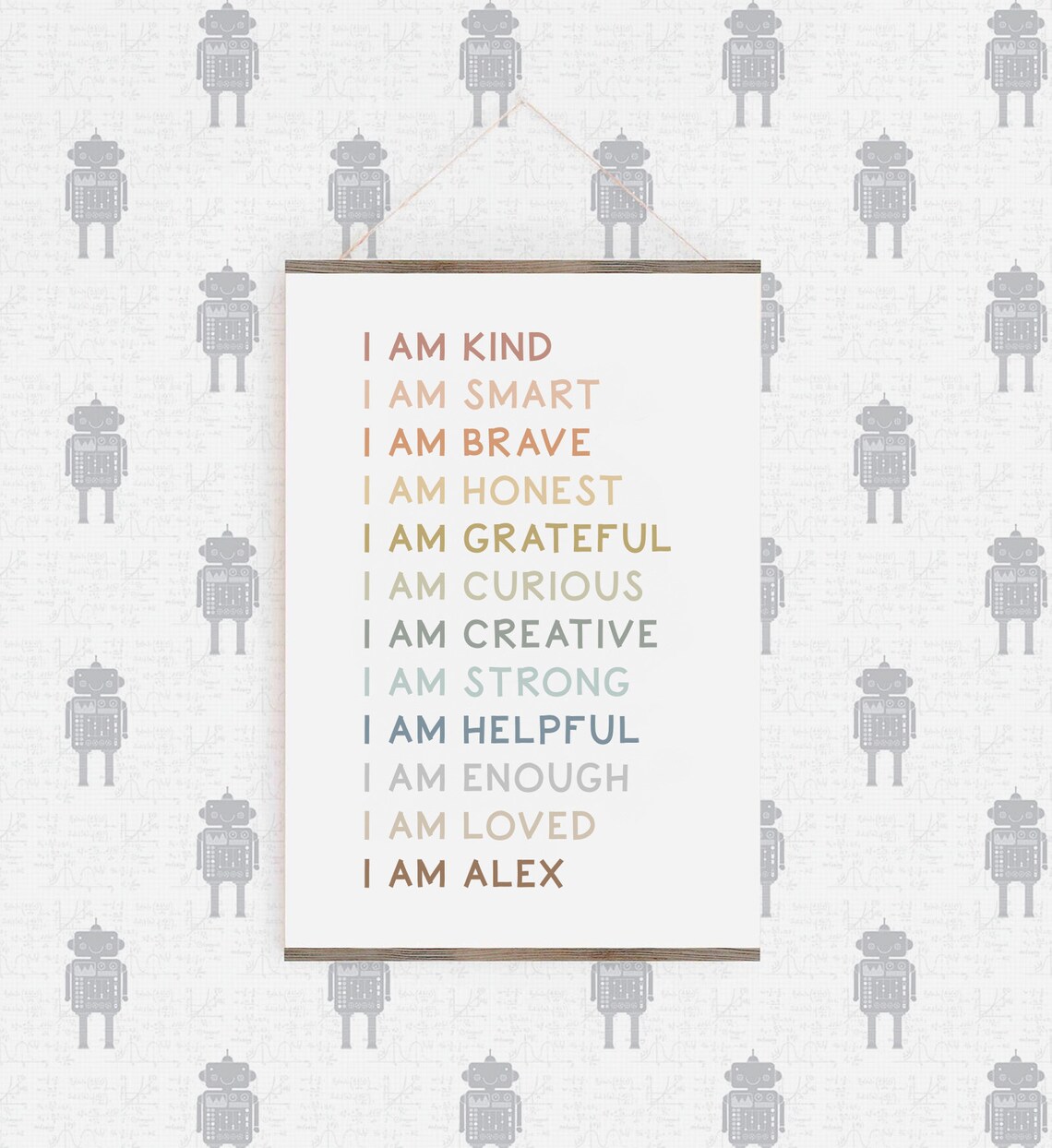 I Am Charlie Personalized Name Positive Affirmations Kids Poster - Image 3