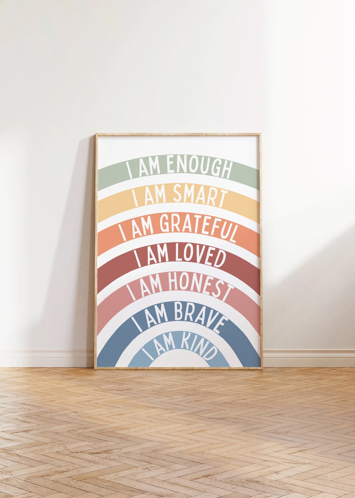 Daily I Am Enough Rainbow Affirmation Poster For Kids Room Decor - Image 3