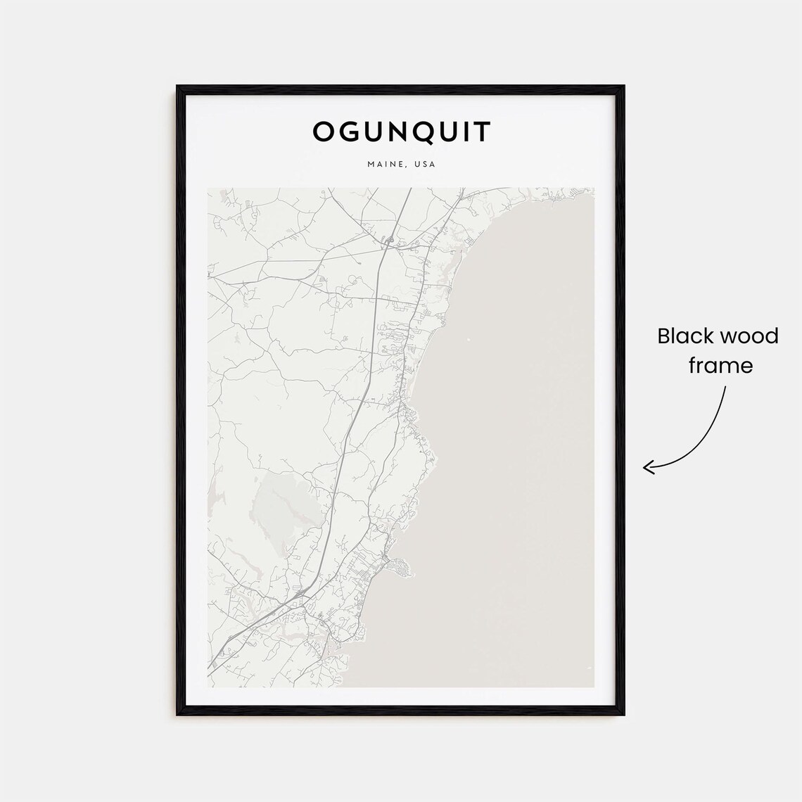 Ogunquit Maine Coastal Town Minimalist Street Map Travel Art Poster - Image 3