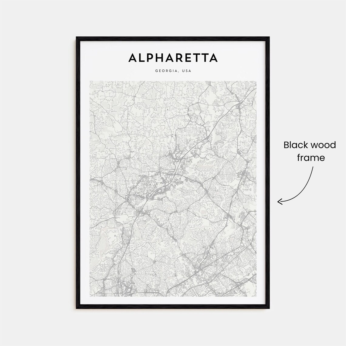 Alpharetta Georgia Fine Line City Street Map Modern Wall Decor Poster - Image 3