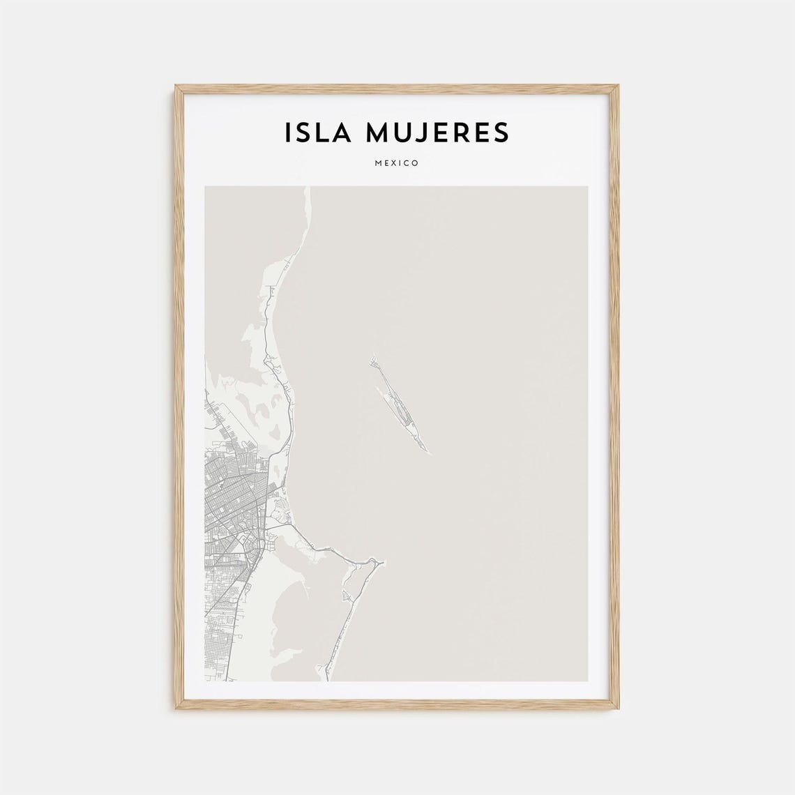 Isla Mujeres Mexico Minimalist Island Street Map Travel Poster