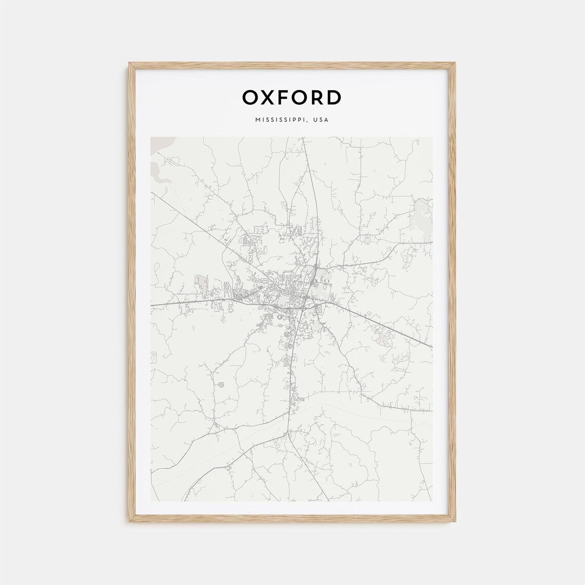 Oxford Mississippi Minimalist Street Map City Travel Art Poster