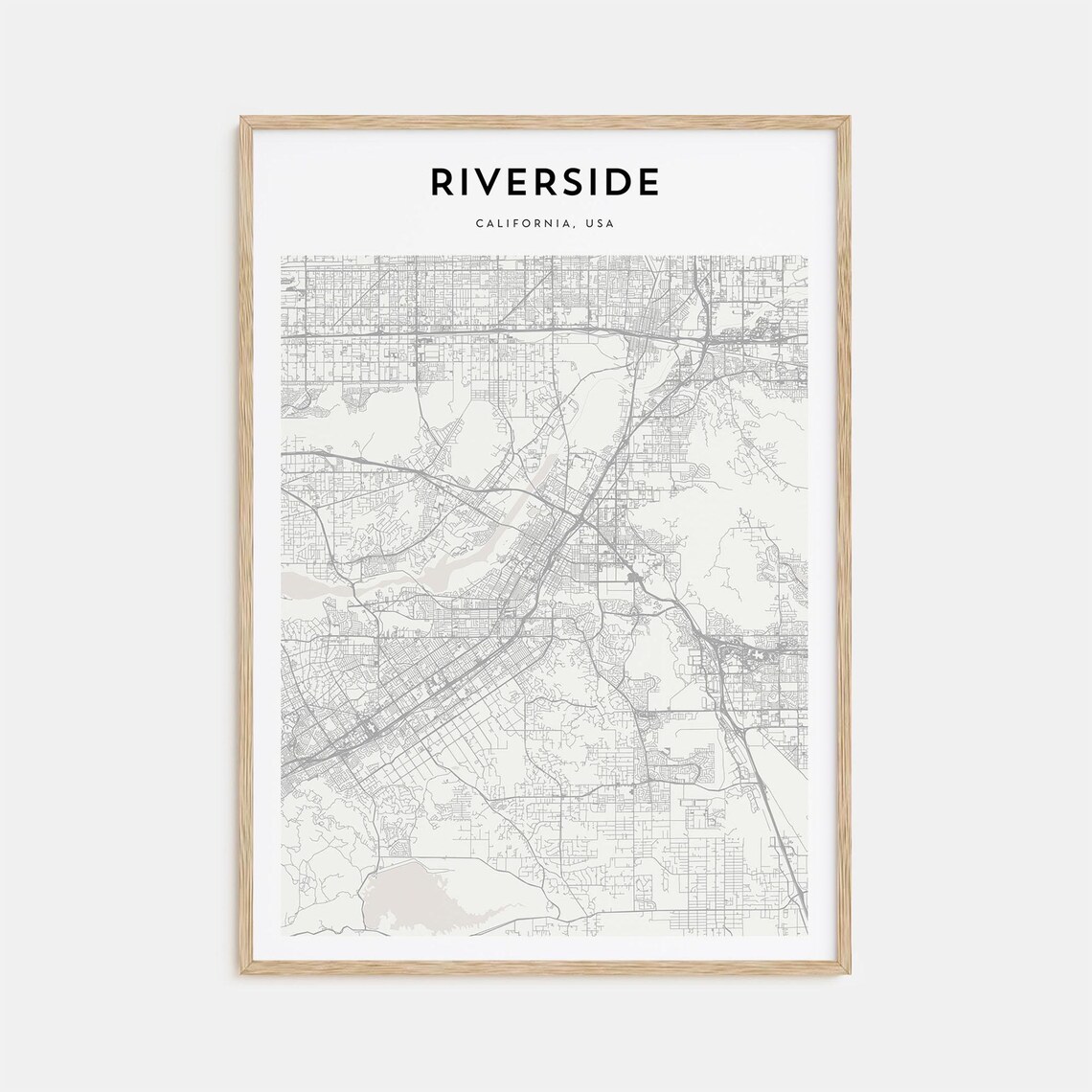 Riverside California Detailed Minimalist Street Map City Poster