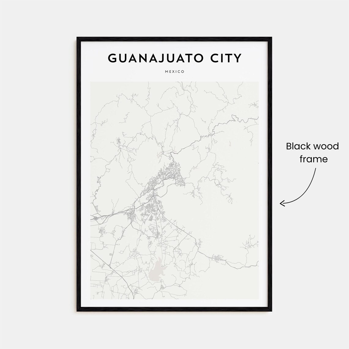 Minimalist Guanajuato City Mexico Street Map Poster in Neutral Tones - Image 3