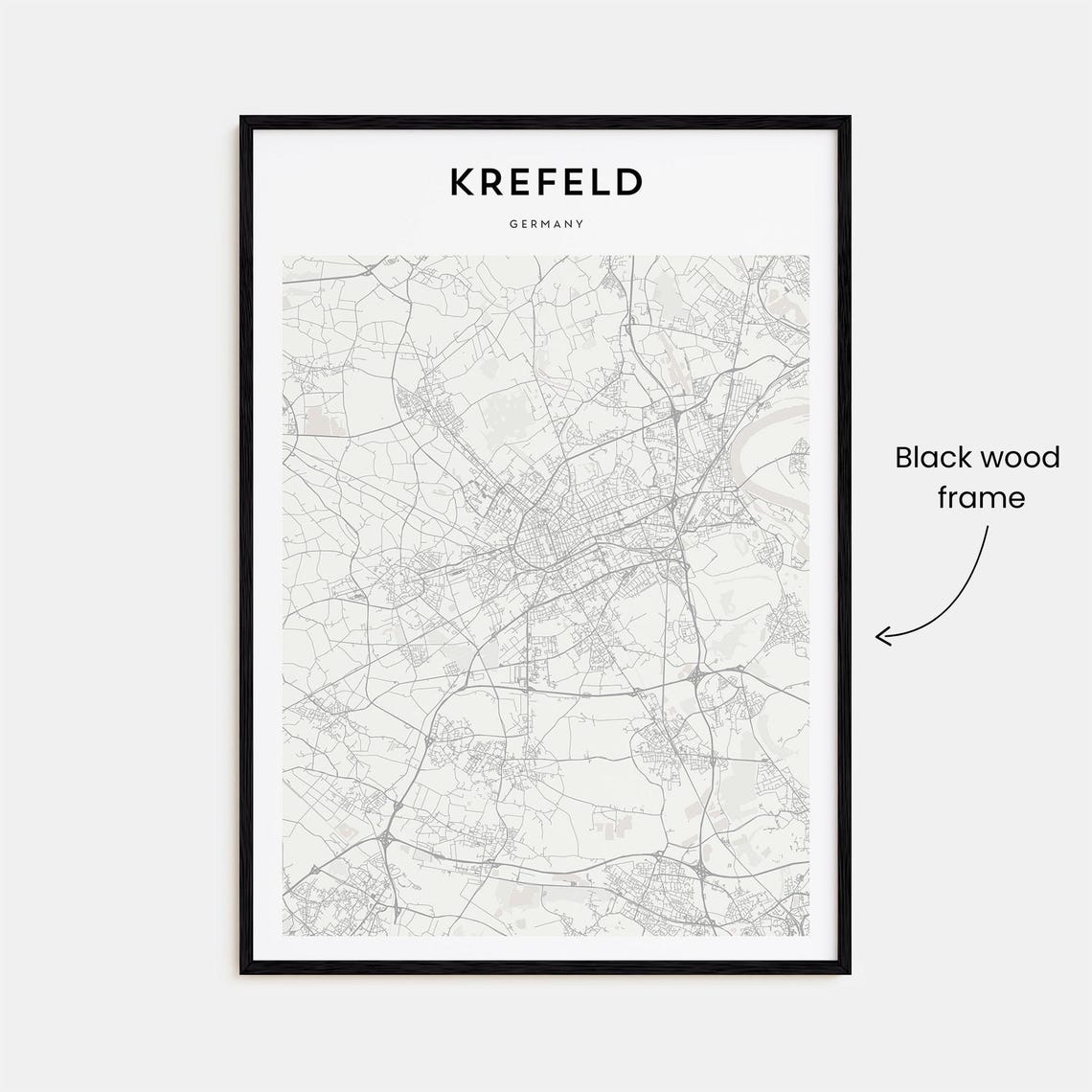 Krefeld Germany Minimalist City Street Map Poster with Bold Type - Image 3