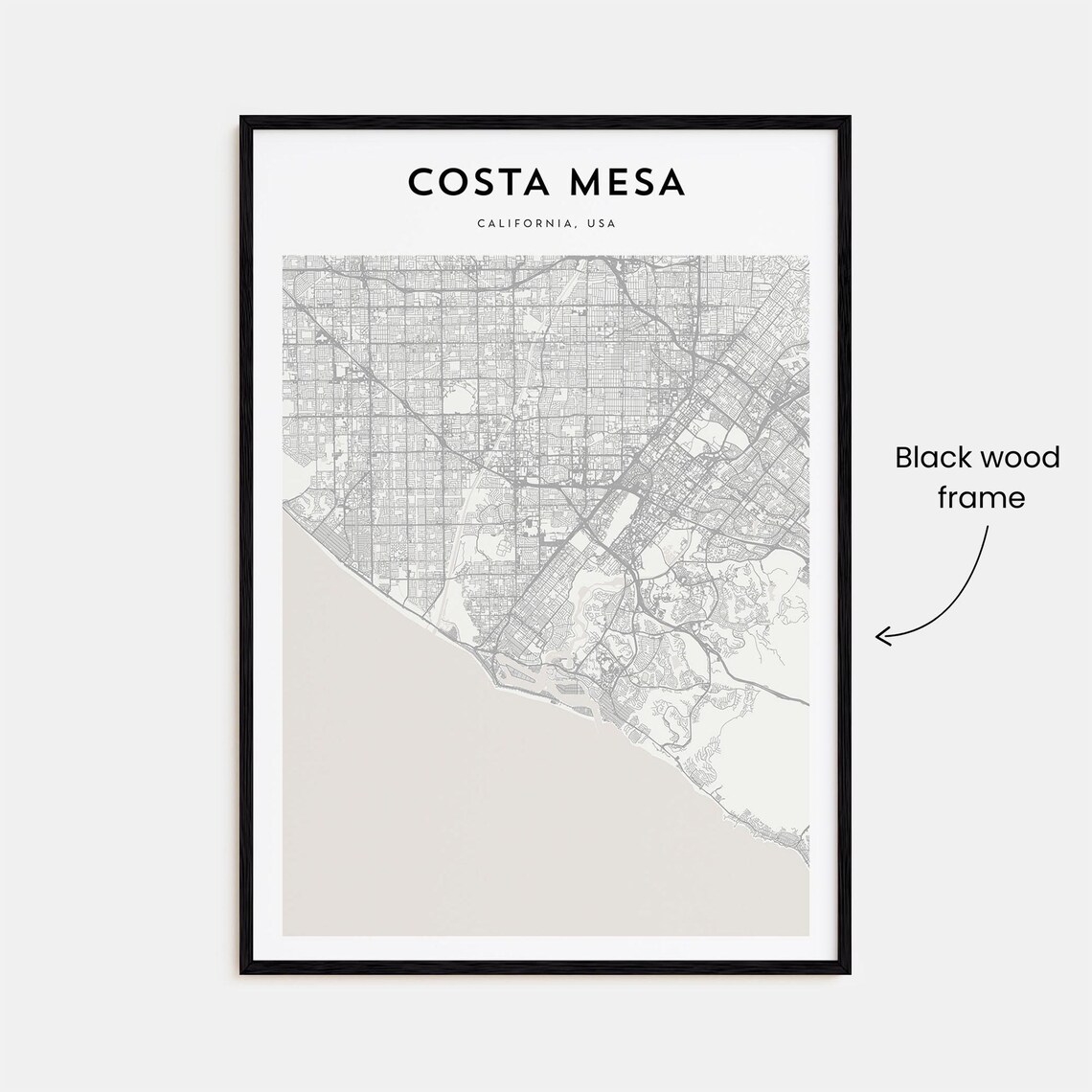 Costa Mesa California Modern Minimalist City Street Map Travel Poster - Image 3
