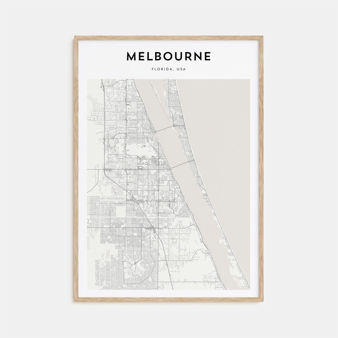 Melbourne Florida Space Coast Beige Minimalist Map Art Poster