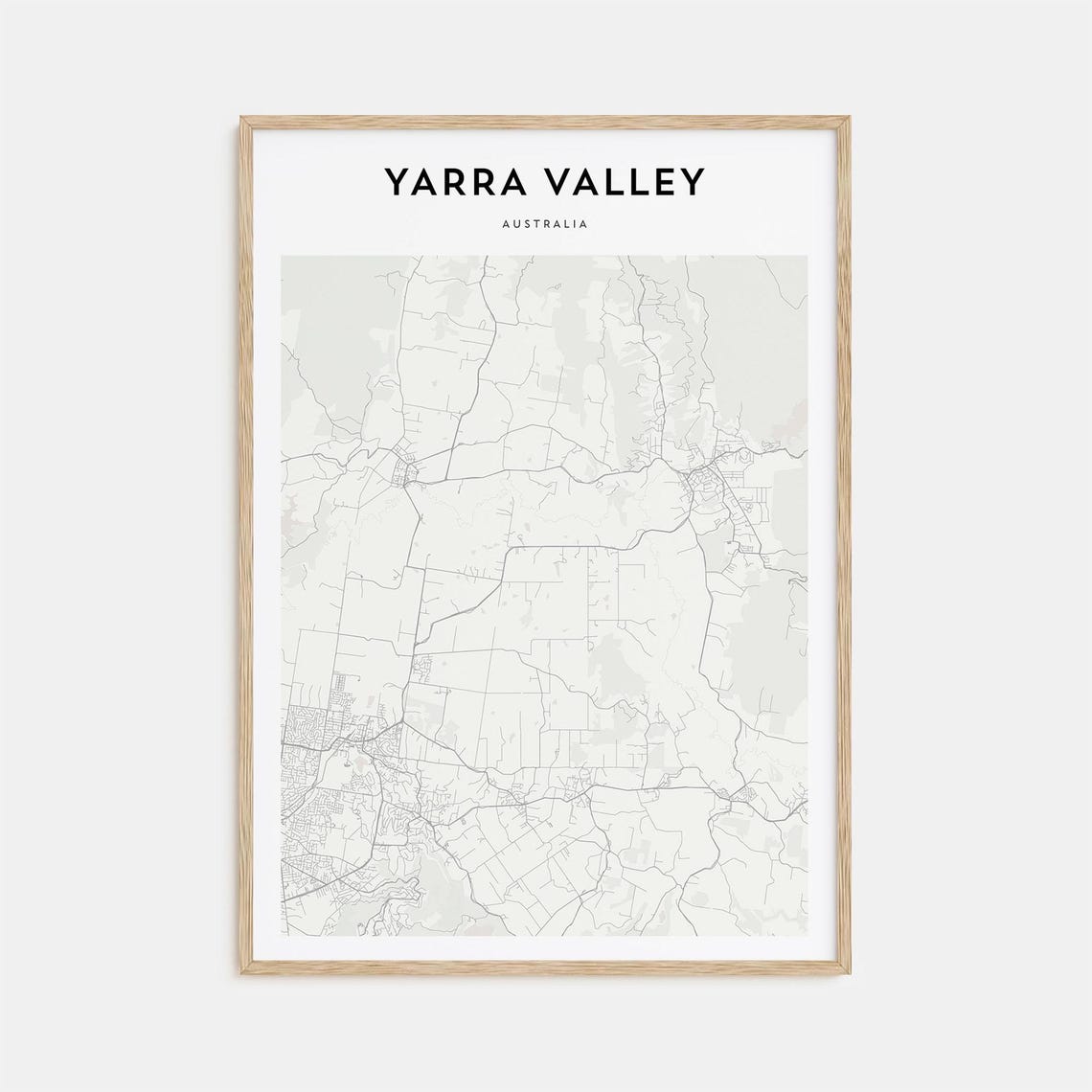 Yarra Valley Australia Minimal Wine Region Street Map Poster