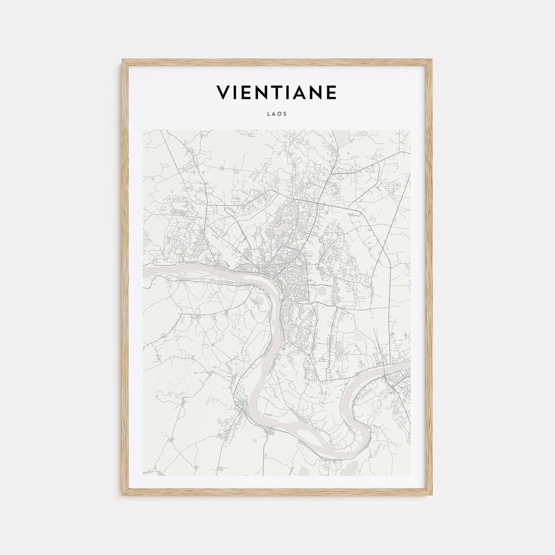Vientiane Laos Modern Minimalist City Street Map Travel Art Poster