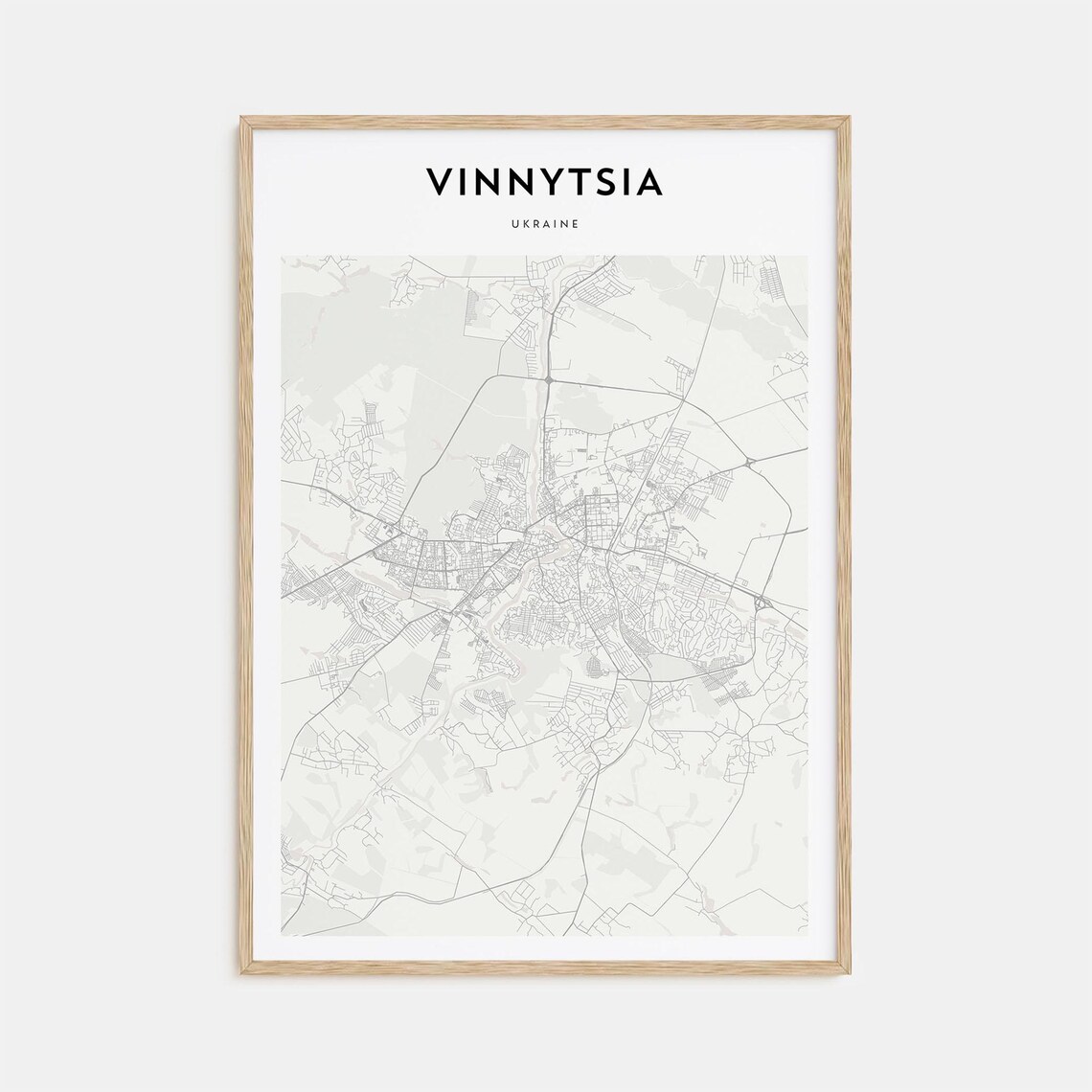 Vinnytsia Ukraine Modern Minimalist City Street Map Travel Poster