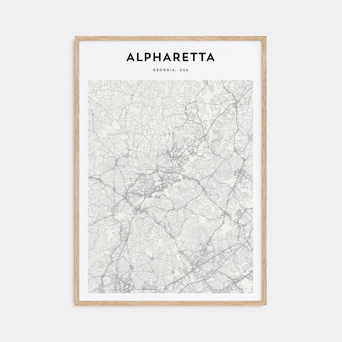 Alpharetta Georgia Fine Line City Street Map Modern Wall Decor Poster