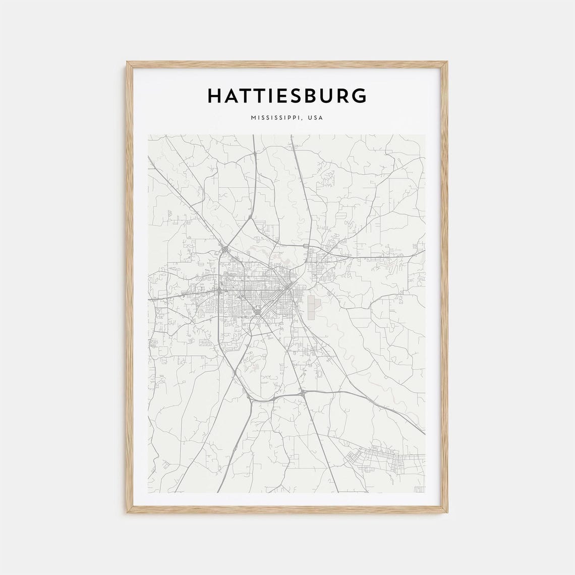Hattiesburg Map Poster Hattiesburg Map Print Hattiesburg Personalized Map Art Hattiesburg Wall Art Hattiesburg Travel Gift Mississippi