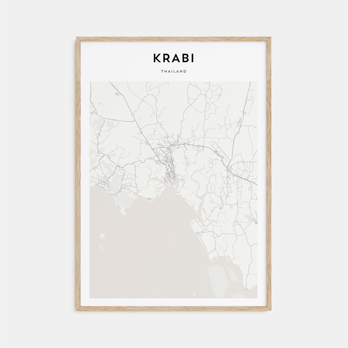 Krabi Thailand Minimalist City Street Map Elegant Decor Art Poster