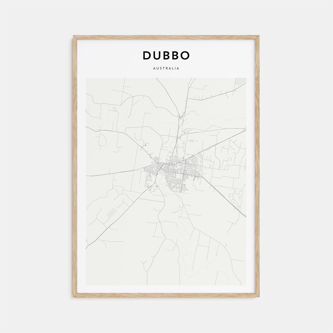 Dubbo Australia Modern Minimalist City Street Map Travel Poster