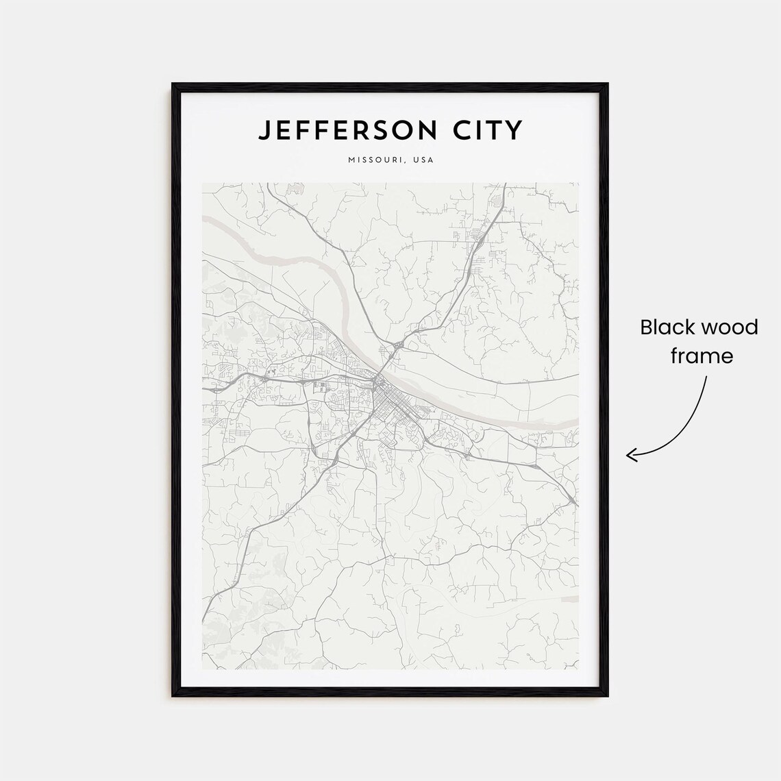 Jefferson City Missouri USA Minimalist City Map Line Art Print - Image 3