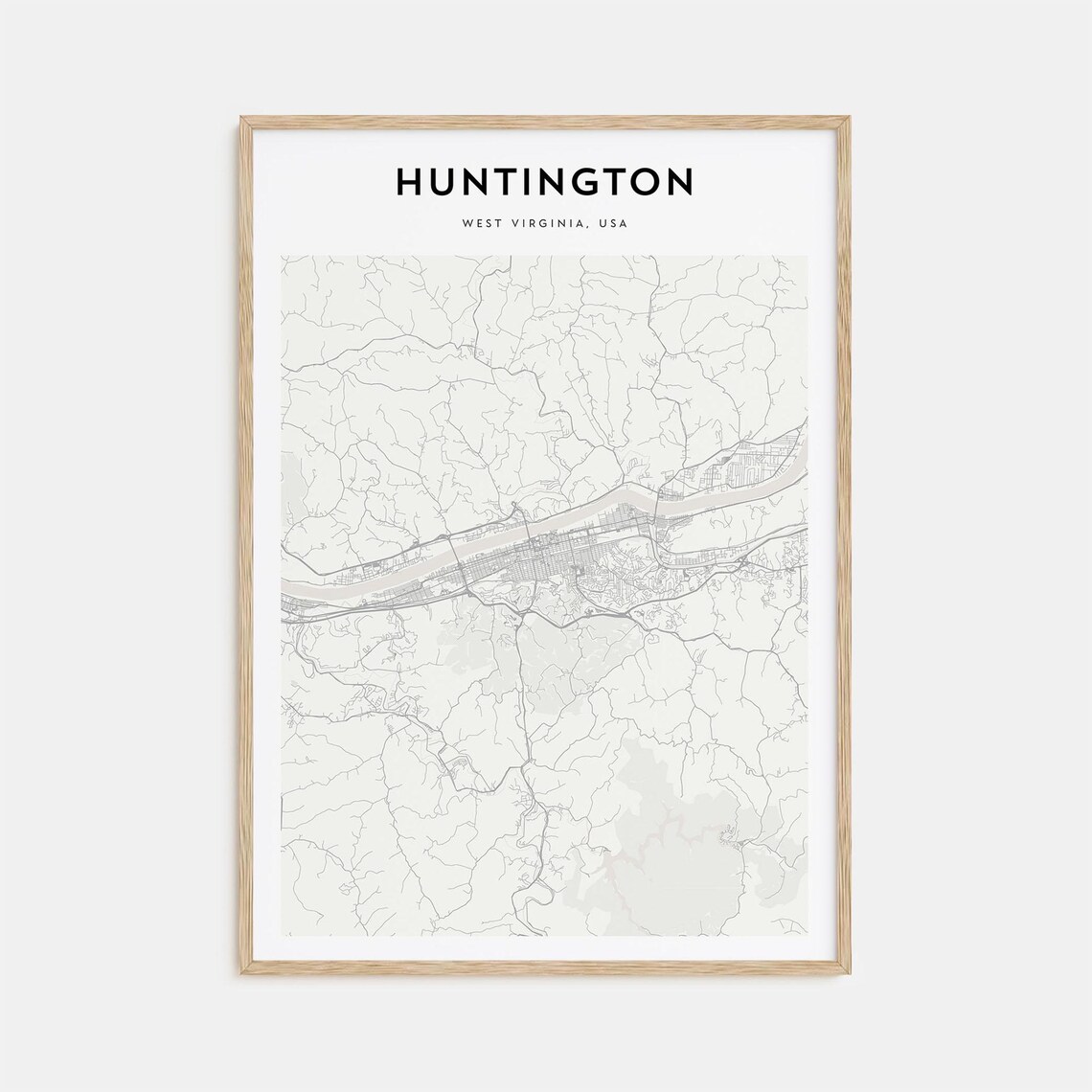 Huntington West Virginia USA Minimalist Street Map Line Art Poster