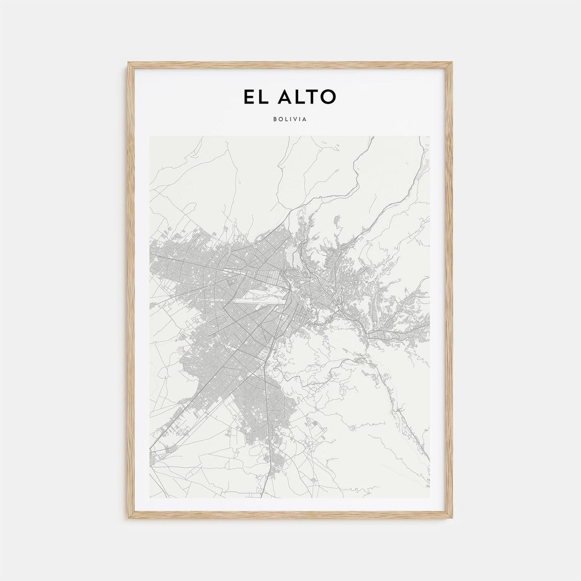 El Alto Bolivia Minimalist Beige Street Map Poster Home Decor Art