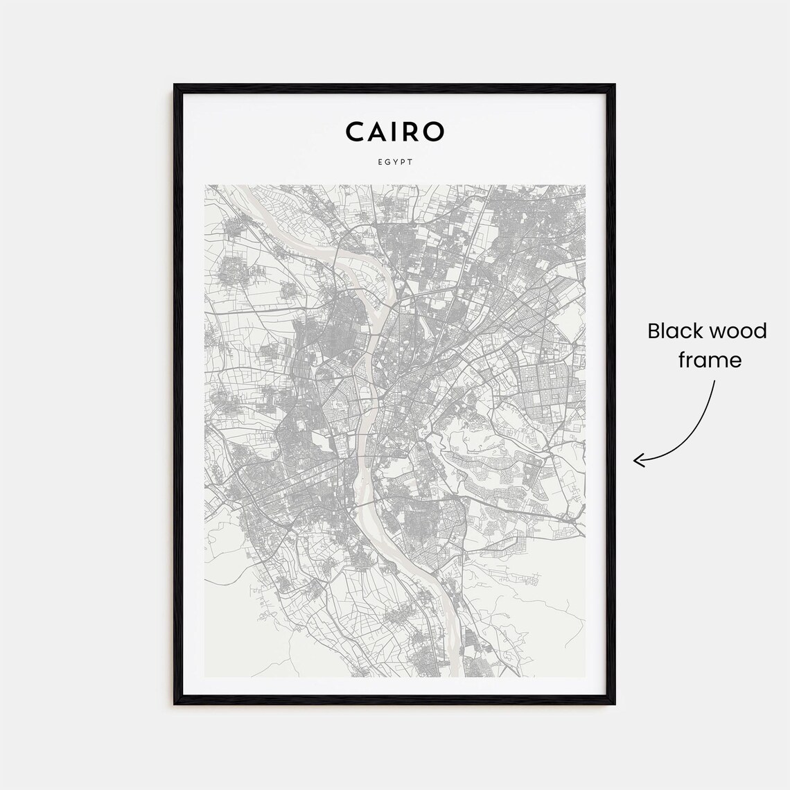 Cairo Egypt Nile River City Street Map Poster with Bold Typography - Image 3