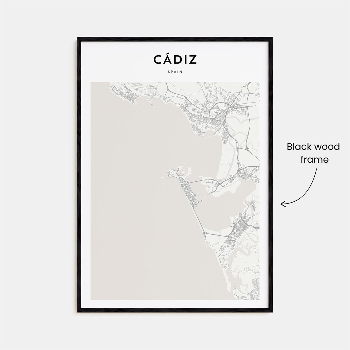 Cadiz Spain Minimalist Coastal City Street Map Modern Wall Art Decor - Image 3