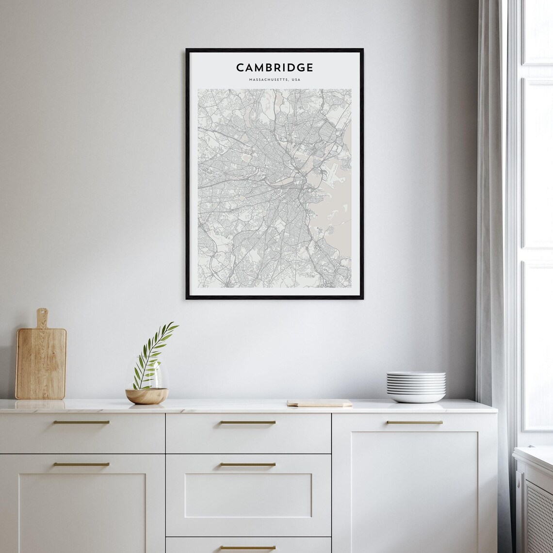 Cambridge Massachusetts Minimalist City Street Map Wall Art Decor - Image 2