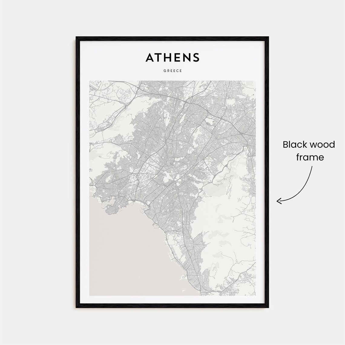 Athens Greece Minimalist Detailed City Map Street Grid Poster - Image 3