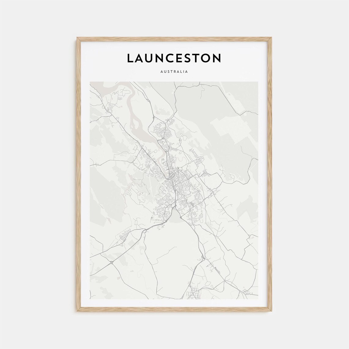 Launceston Tasmania Australia Minimalist City Street Map Poster