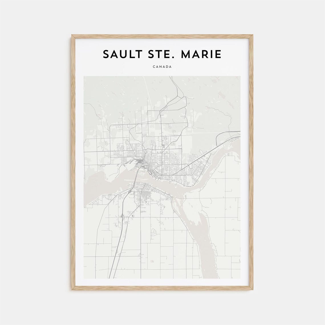 Sault Ste. Marie Canada Minimal City Street Map Black White Art Poster