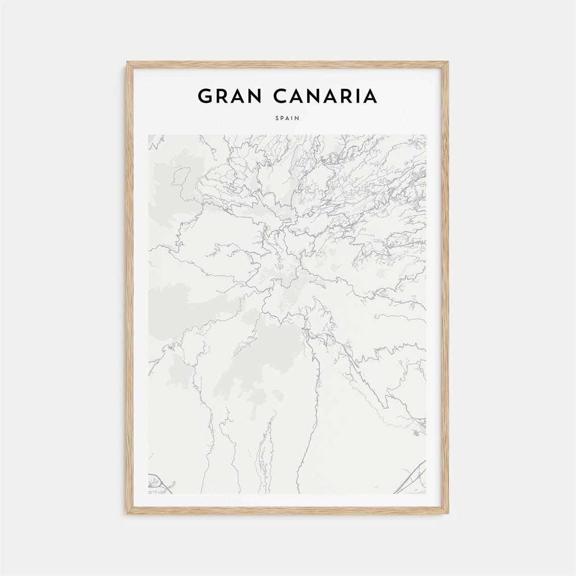 Gran Canaria Spain Canary Islands Minimalist Beige Map Poster Art