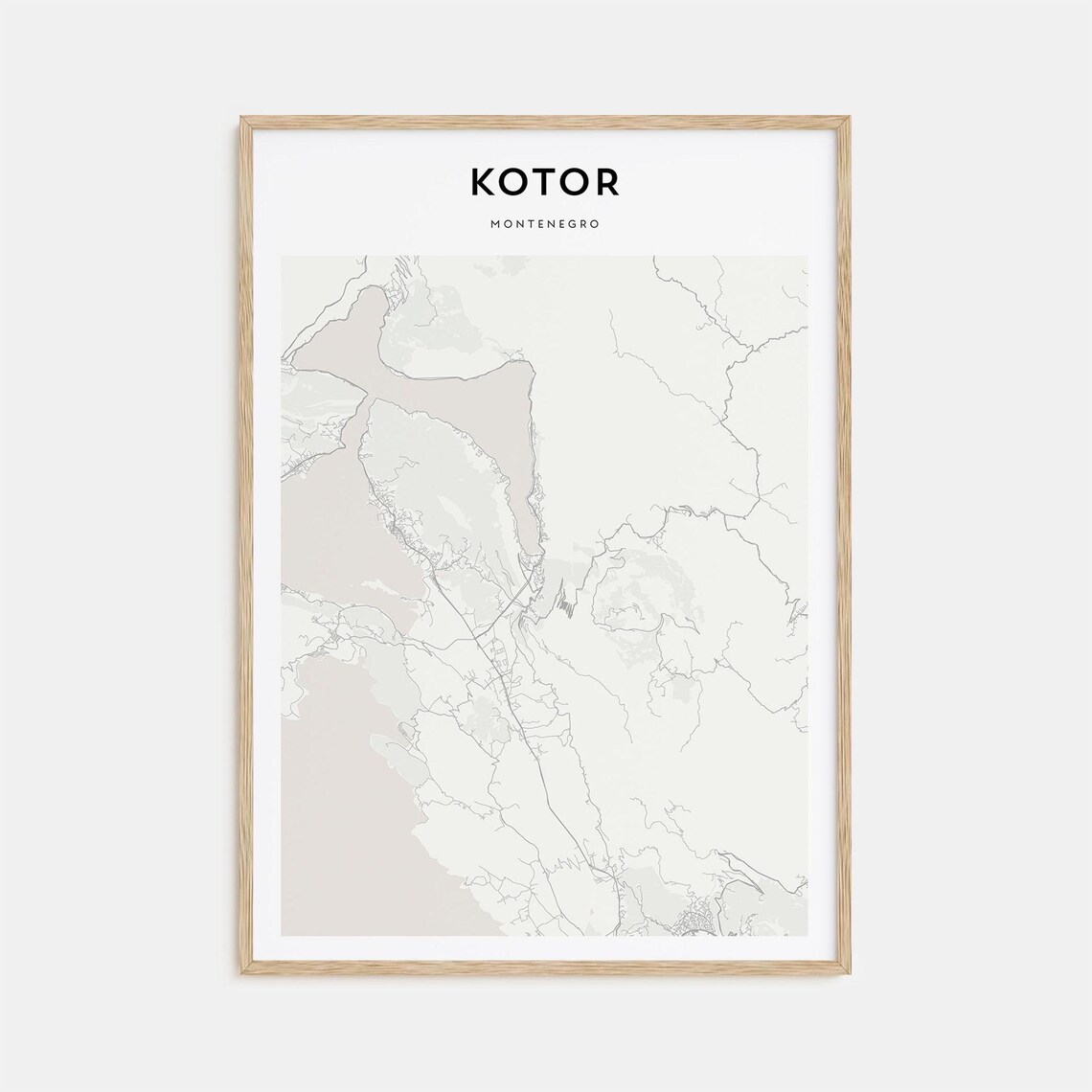 Kotor Montenegro Minimalist City Street Map Elegant Decor Art Poster