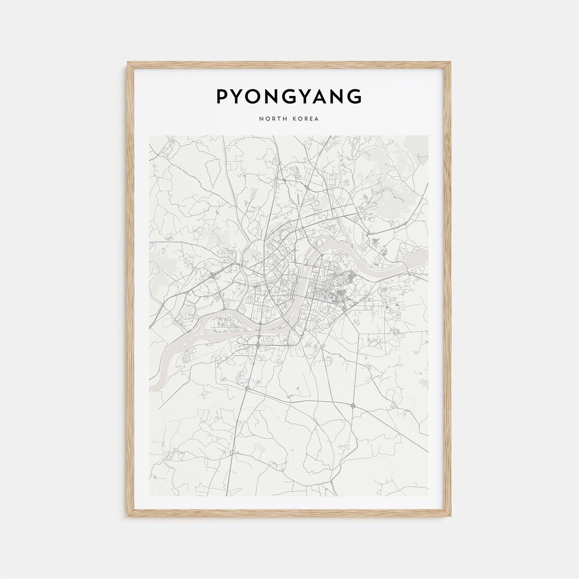 Pyongyang North Korea Minimalist Modern City Map Street Art Poster