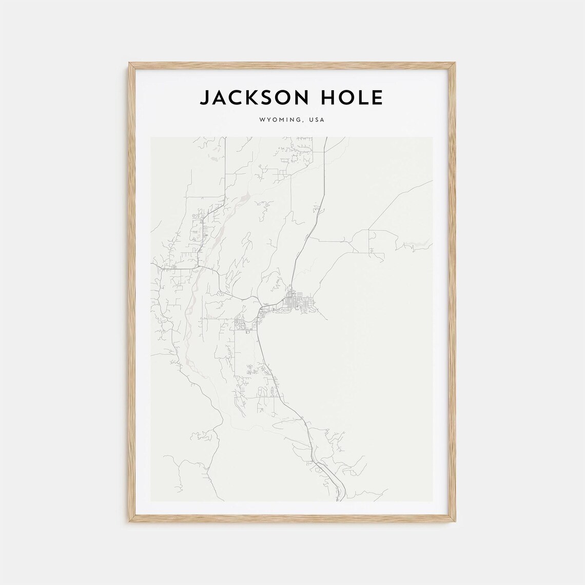 Modern Minimalist Jackson Hole Wyoming City Street Map Poster