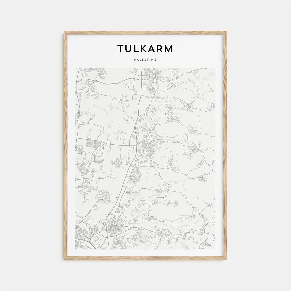 Tulkarm Palestine Detailed Street Map Minimalist Modern City Poster