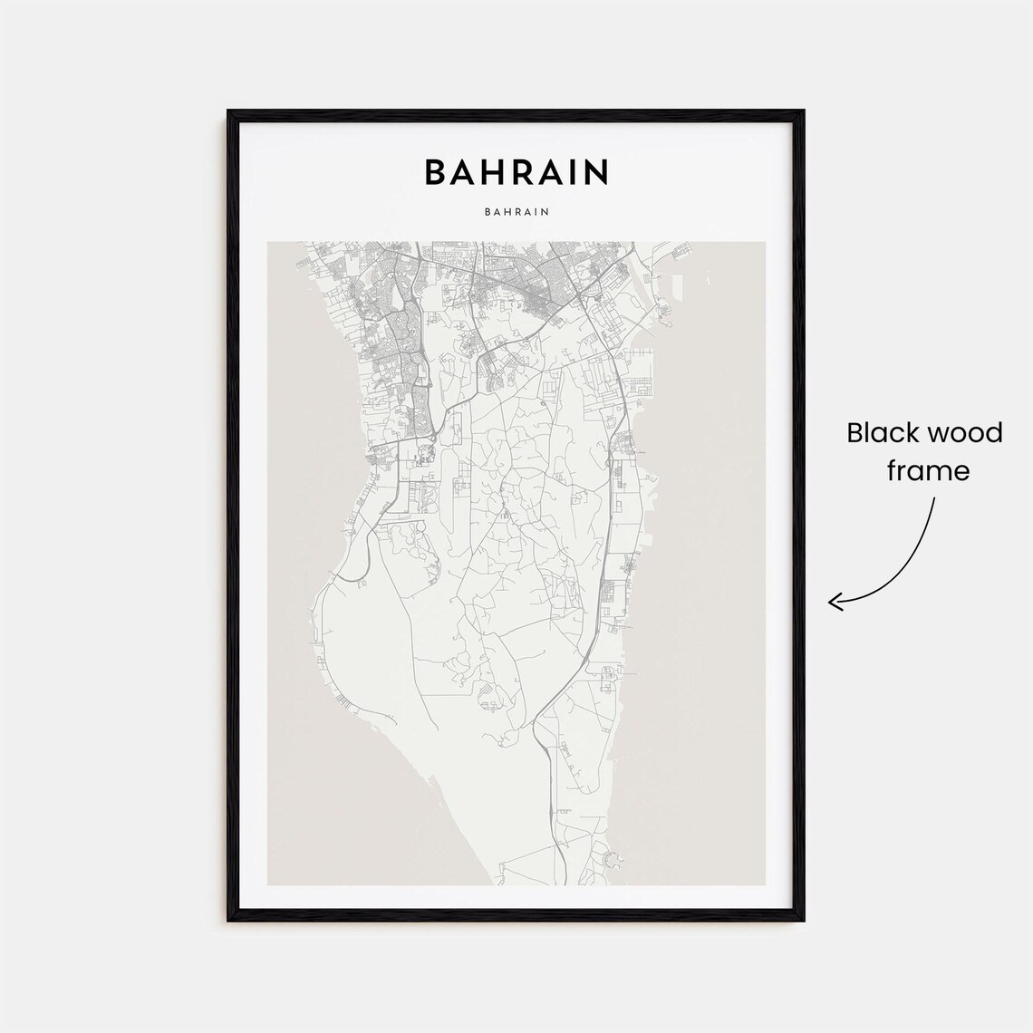 Minimalist Bahrain City Street Map Poster in Soft Beige Tones - Image 3