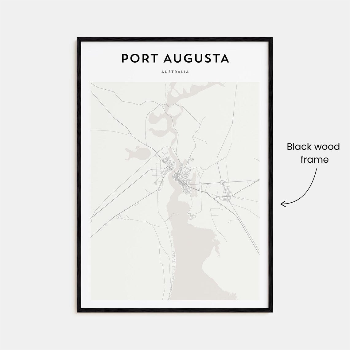 Port Augusta Australia Minimalist Black and White Map Art Poster - Image 3