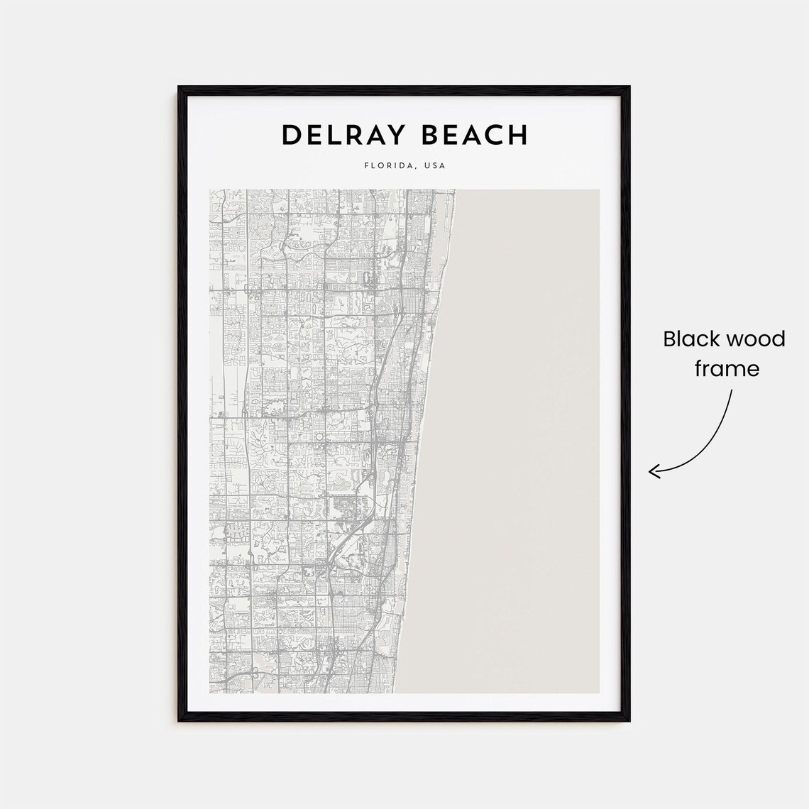 Delray Beach Florida Modern Minimalist City Street Map Travel Poster - Image 3