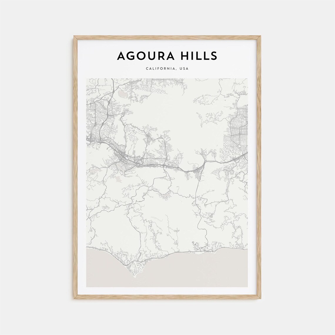 Agoura Hills California USA Street Map Minimalist Modern Poster
