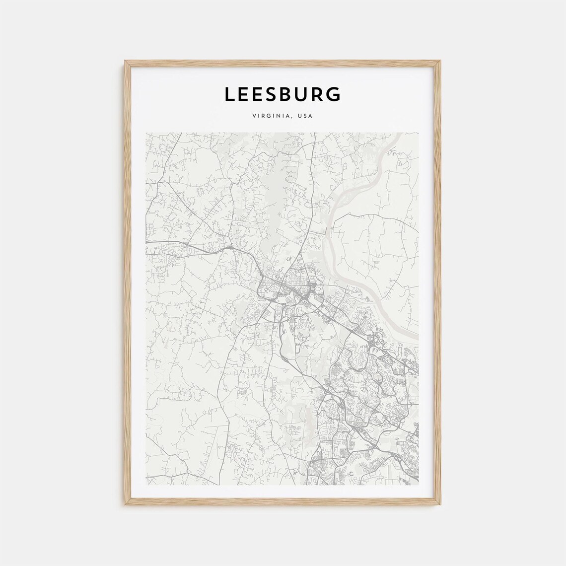 Leesburg Virginia Detailed Minimalist Street Map City Travel Poster